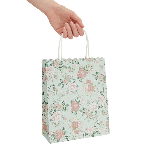 24Pack Floral Gift Bags, 8x4x10Inch Medium Size Gift Bags with Handl