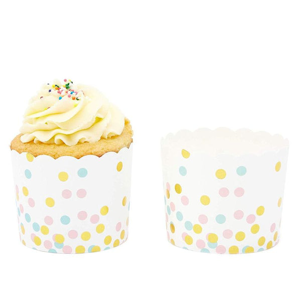 Foil Lined Cupcake Liner White/Baby Blue Dots (50 pcs) – LoveManuela.COM