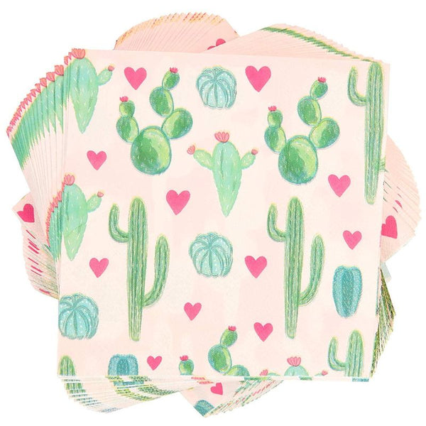 Fiesta Party Decorations, Cactus Napkins (Pink, 100-Pack) – Sparkle and Bash