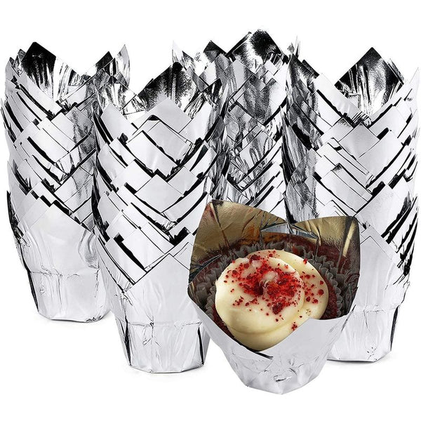 Rose Gold Tulip Cupcake Liners, Foil Muffin Baking Cups (3.35 x 3.5 In –  Sparkle and Bash