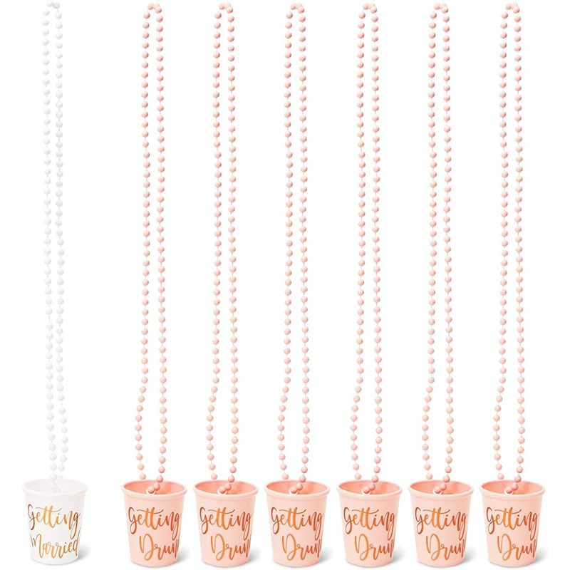 Beaded Bridal Shot Glass Necklaces for Bachelorette Party Supplies (12-Pack)