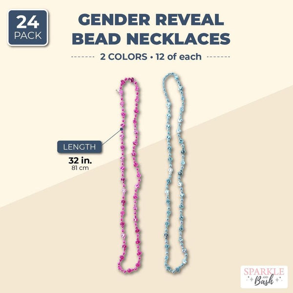 Gender Reveal Party Favors, Pink and Blue Bead Necklaces (12 Each, 24 –  Sparkle and Bash