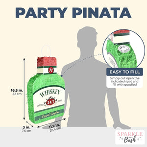 Whisky Bottle Adult Pinata, 21st Birthday, Bachelor Party Decorations for Men (16.5 x 11 In)