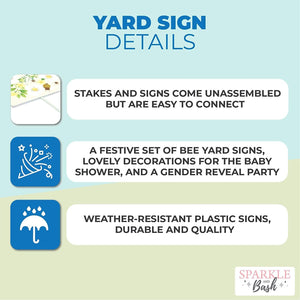 Bee Baby Shower Decor, Gender Reveal Party Yard Signs with Stakes (7 Pieces)