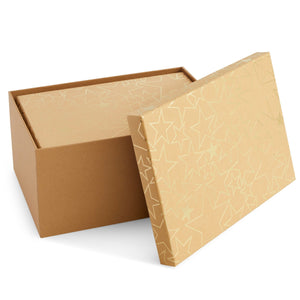 Set of 10 Nesting Gift Boxes with Lids, Cardboard Box with Gold Foil Star Designs (10 Sizes)