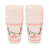 Pink Plastic Floral Tumbler Cups for Oh Deer Girl Baby Shower (16 oz, 16 Pack)