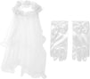 Girl's Flower Veil and Gloves for First Communion (White, 2 Pieces)