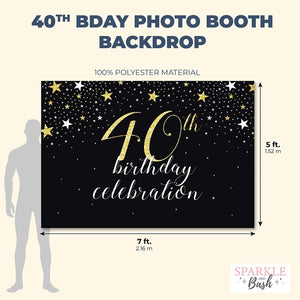 40th Birthday Photo Booth Party Backdrop (5 x 7 ft)