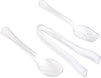 Set of 8 (24pcs) Plastic Serving Utensils Set disposable Clear Spoons Forks Tongs Dinnerware Caterware Supplies Combo Supplies for Catering Party Dinner Banquet Wedding Birthday