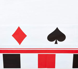 Casino Plastic Tablecloth for Poker Party (54 x 108 in, White, 3 Pack)