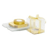 24 Pack Clear Individual Cupcake Boxes for Wedding Favors, Gold Satin Ribbon and Inserts Included (4.3 x 3.7 In)