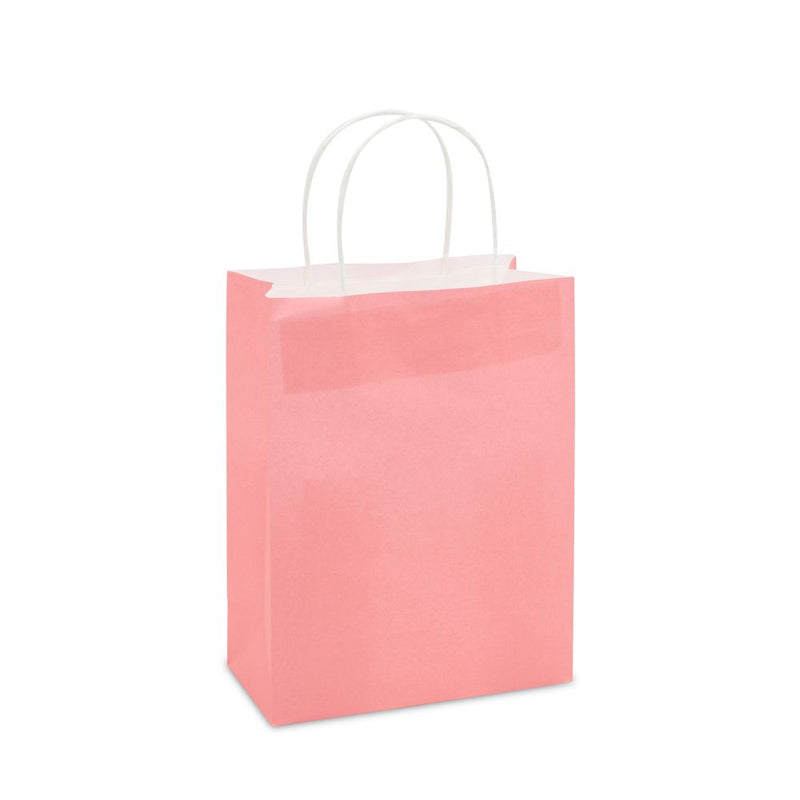 Pink Paper Gift Bags with Handles for Birthday Party, Wedding (8 x 10 In, 25 Pack)