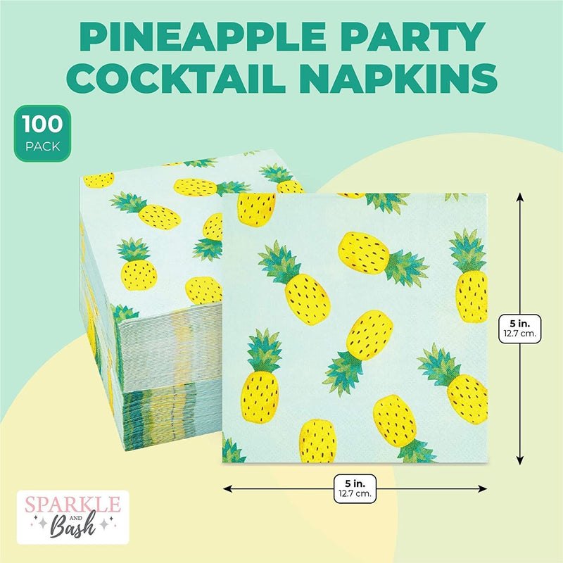 Pineapple Party Cocktail Napkins (5 In, 100 Pack)