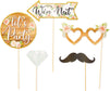 Wedding Photo Booth Prop Kit for Bridal Shower, Bachelorette Party (70 Pieces)