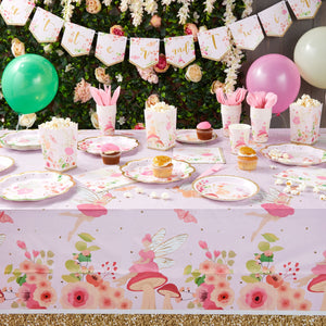 219 Piece Fairy Birthday Party Decorations and Table Dinnerware Set with Favor Boxes, Balloons, Banner (24 Guests)