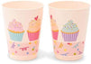 Pink Plastic Tumbler Cups, Cupcake Party Decorations (16 oz, 16 Pack)