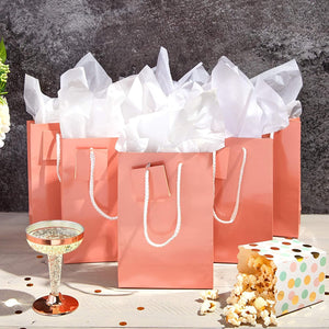 Pink Gift Bags with Handles, Tags, Tissue Paper for Birthday Party (8 x 5.5 In, 20 Pack)