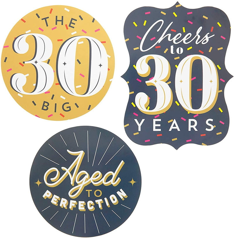 30th Birthday Décor, Includes Table Centerpieces, Wall Sign, Ceiling Decorations and Confetti String (12 Pieces)