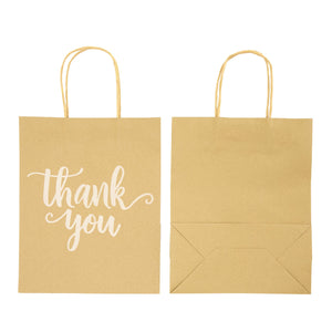 50 Pack Medium Brown Thank You Bags with Handles for Boutique, Small Business (10 x 8 x 4 In)