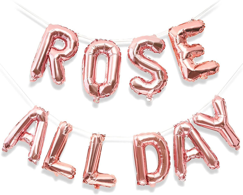 Sparkle and Bash Rosé All Day Balloons, Party Decorations - Rose Gold Foil, 16 Inches