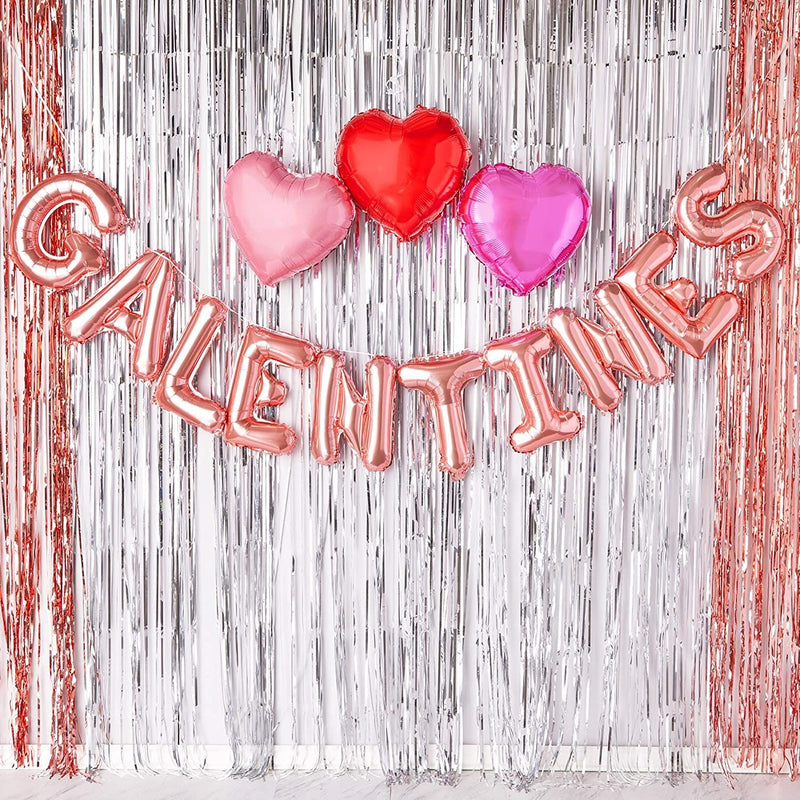 Valentine's Day Decorations, Galetines and Heart Balloons (4 Colors, 19 Pieces)