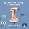 Sparkle and Bash Big Letter I Balloons, Rose Gold Foil (2 Pack) 40 Inches