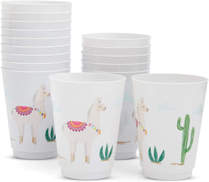 16 Pack Plastic Llama Cups for Kids, Cinco de Mayo Party Favors for Birthday Party Supplies (16 oz)