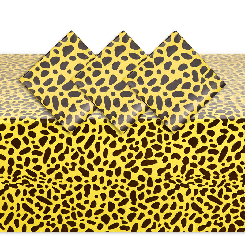 Cheetah Print Tablecloths for Jungle Safari Birthday Party (54x108 In, 4 Pack)