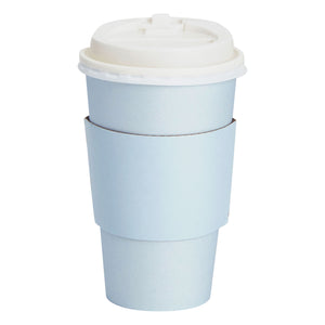 16 oz Disposable Coffee Cups with Lids and Sleeves for Hot To Go Drinks (Light Blue, Set of 48)