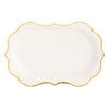 White Disposable Party Serving Trays with Scalloped Gold Foil Edge (13 x 9 in, 24 Pack)