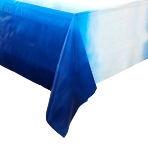 Ombre Blue Plastic Table Cover for Birthday Party, Rectangle Table Cloth (54 x 108 In, 4 Pack)