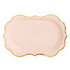 Pink Disposable Party Serving Trays with Scalloped Gold Foil Edge (13 x 9 in, 24 Pack)