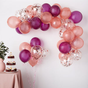 Burgundy and Rose Gold Confetti Balloons for Party Garland, Arch Decorations (76 Pieces)