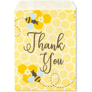 Bumble Bee Party Favor Treat Bags for Baby Shower, Thank You (5x7 In, 100 Pack)