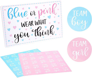 Gender Reveal Party Sticker Prediction Game, Team Boy, Team Girl (51 Pieces)