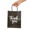 50 Pack Medium Black Thank You Paper Bags with Handles for Boutique, Small Business (10 x 8 x 4 In)