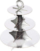 3 Pack Cardboard 3 Tier Cupcake Stand with Scalloped Edges (Silver Foil, 12 x 13.5 In)
