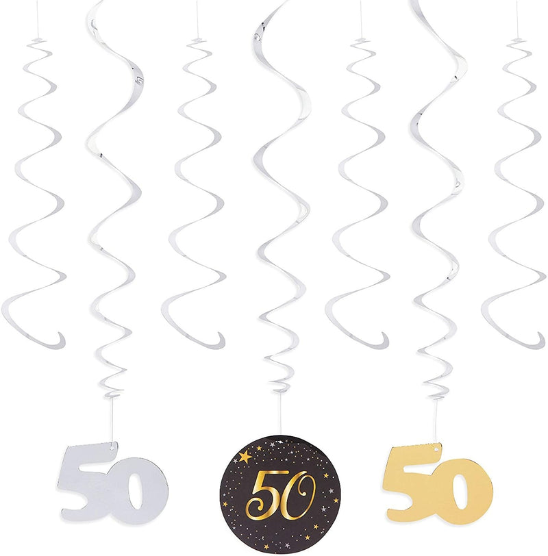 50th Birthday Decorations, Balloons, Cake Toppers and Party Banner (49 Pieces)