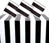 3 Pack Black and White Striped Tablecloth for Rectangular Tables, 9 ft Disposable Plastic Table Cover for Christmas, New Year's Eve Party Decorations (54 x 108 In)