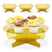 4 Pack Mini Cardboard Cupcake Stand Set, Metallic Gold Dessert Holders for Table (11.5 x 4 In)