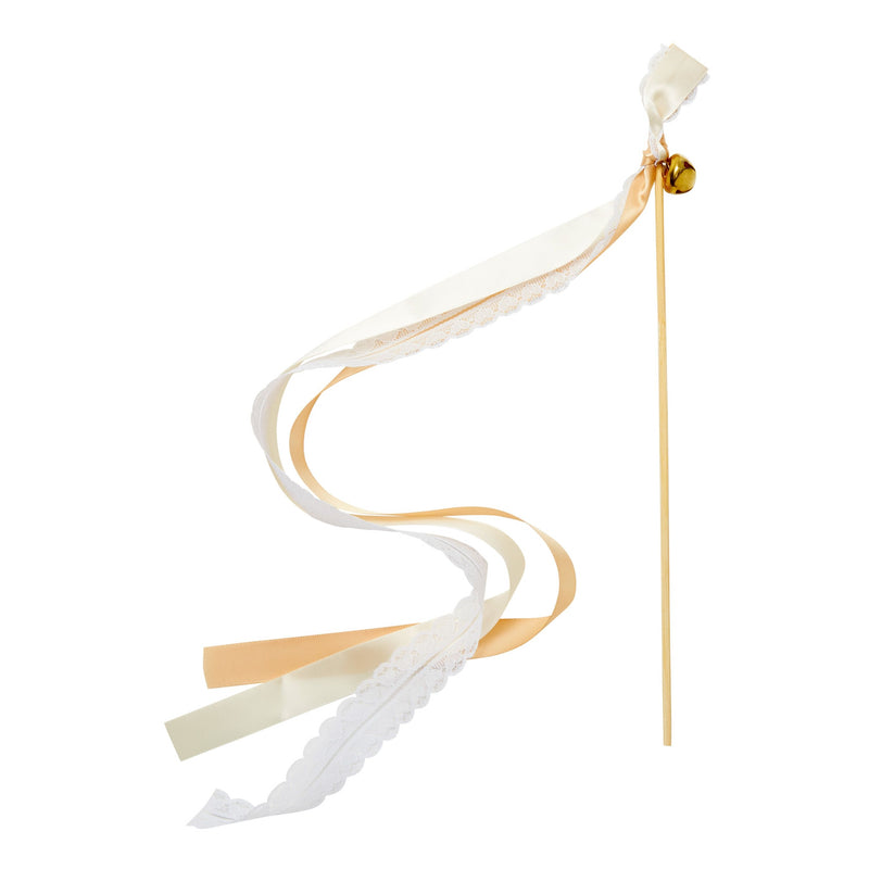 50 Pack Ivory Ribbon Wands with Bells, Streamers for Wedding Send Off, Party Favors (24 In)