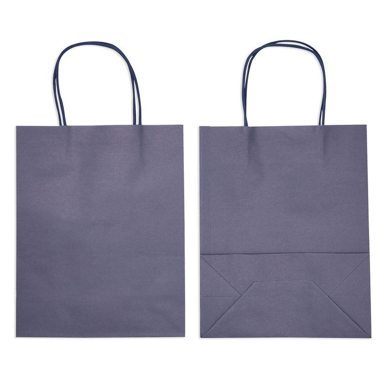 50 Pack Medium Navy Blue Paper Gift Bags with Handles, 8x10x4 inch Kraft Party Favor Bag Bulk for Birthday