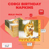 Corgi Birthday Party Supplies, Paper Napkins (6.5 In, 150 Pack)