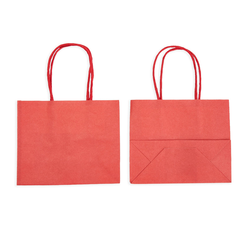 Mini Red Gift Bags with Handles, Bulk Kraft Party Favor Bags (6 x 5 x 2.5 In, 50 Pack)