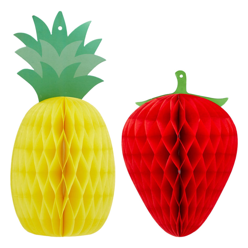 Honeycomb Fruit Party Decorations for Twotti Fruity 2nd Birthday, Tropical Summer Luau (12 Pieces)