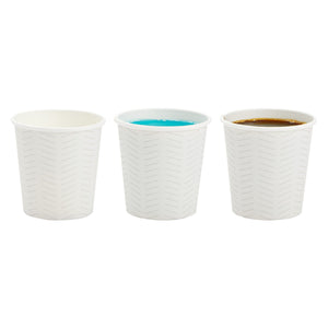 100 Pack Mini Disposable Paper Cups with Geometric Design for Espresso, Mouthwash, Tea, Coffee (4oz, White)