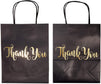 24 Pack Medium Black Thank You Party Favor Paper Goodie Gift Bags with Handles, Gold Foil