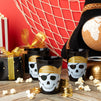 16 Pack Plastic Skull Themed Tumbler Cups for Kids Pirate Birthday Party Supplies (Black, 16 oz)