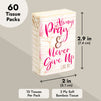 60 Pack Facial Pocket-Size Individual Tissues Bulk, Always Pray and Never Give Up Luke 18:1, for Party Favors, Graduation Ceremony, Funeral (3-Ply Soft Bamboo Tissue)