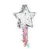 Pull String Star Pinata for Twinkle Twinkle Little Star Gender Reveal Decorations and Birthday Party Supplies (Silver, 13x13x3 in)